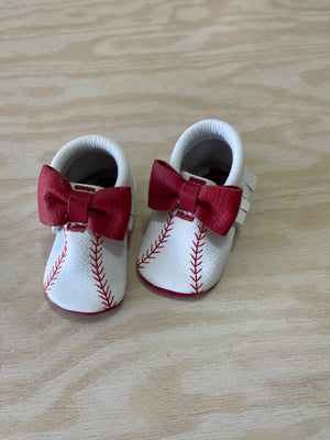 Baseball Bow Moccasins Size 2