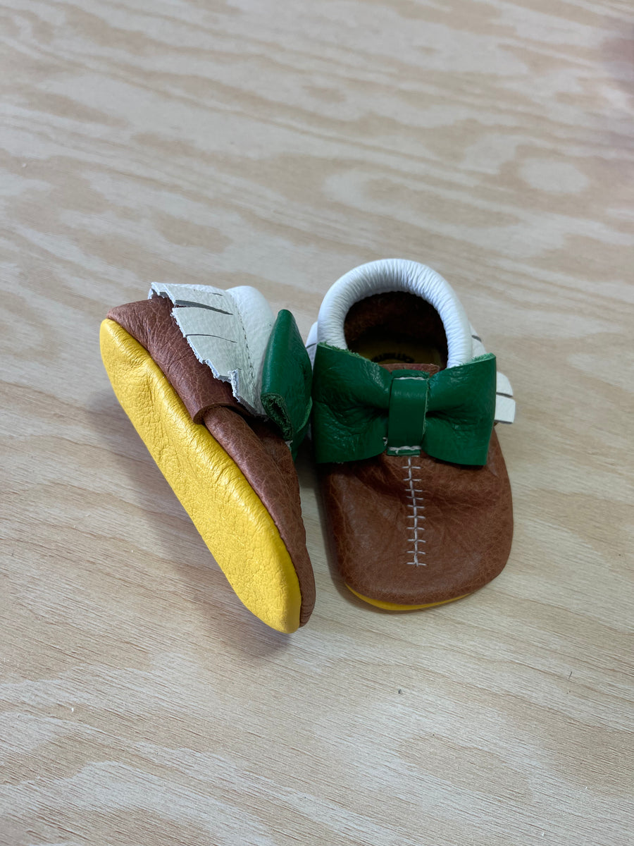 Football Bow Moccs Size 2