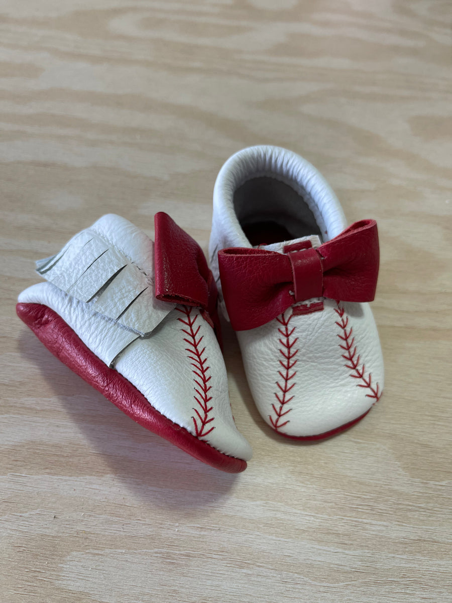 Baseball Bow Moccasins Size 2