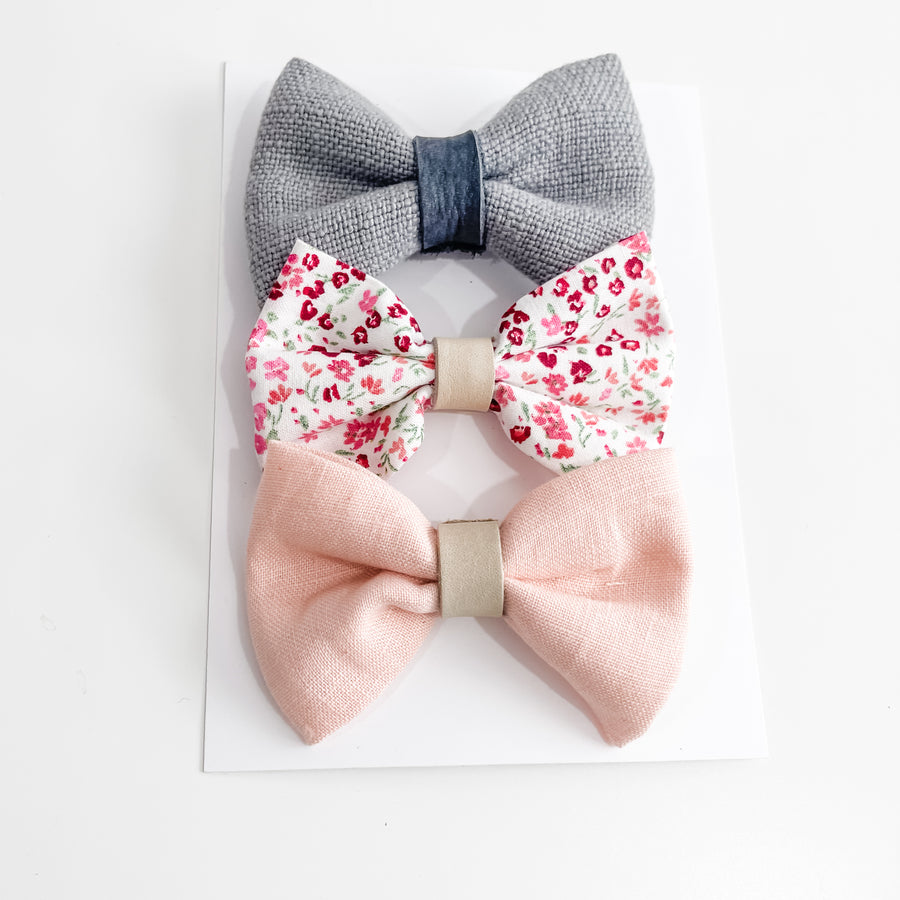 Valentine Grey Linen Bowtie