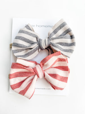 Knit Striped Hair Bow Pack