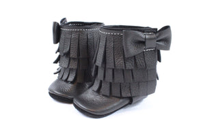 Three Layer Bow Boots Black