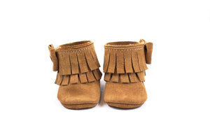 Ankle Bow Boots Caramel Suede